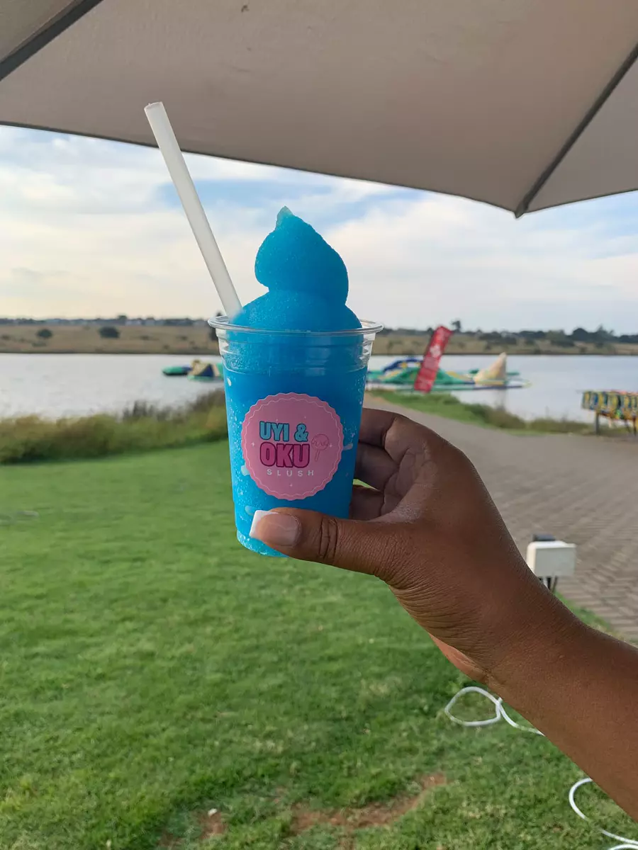 Blue slush at an outdoor event